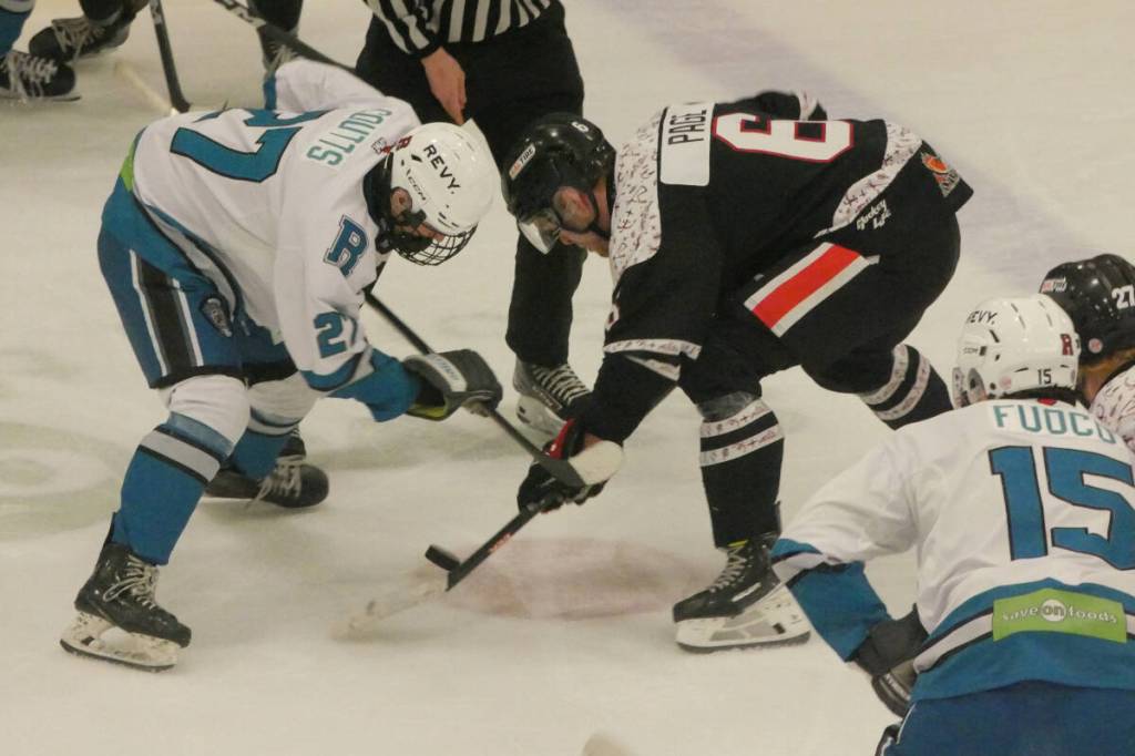 The Revelstoke Grizzlies host the Merritt Centennials at the Revelstoke Forum on Friday, March 13, in their first round of the 2025-26 KIJHL playoffs, losing 3-0. (Evert Lindquist/Revelstoke Review)